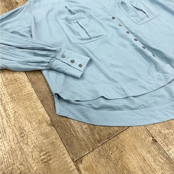 Free People Erin’s Button-Down Shirt In Blue - Picture 3 of 3